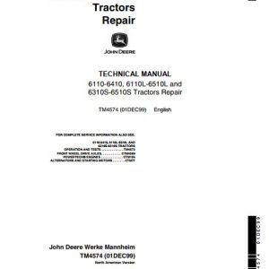 John Deere Tractor 6110 6410 6110L 6510L 6310S 6510S Technical Repair Manual TM4574 1