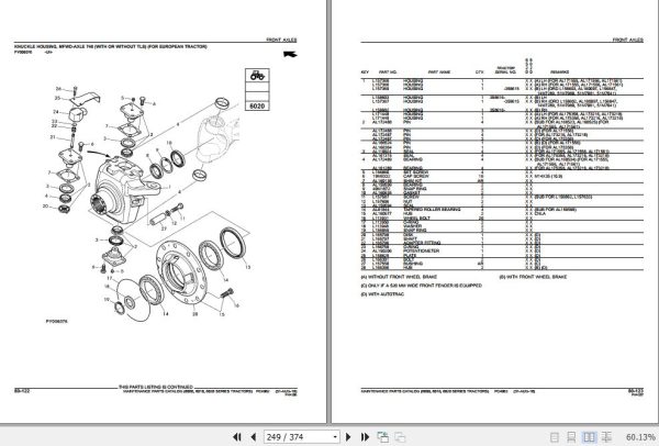 John Deere Tractors 6000 6010 6020 Series Maintenance Parts Catalog PC4962 1
