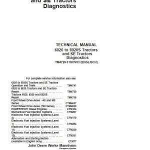 John Deere Tractors 6020 to 6920S Diagnostics Technical Manual TM4726