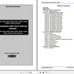 John Deere Tractors 6120 to 6520L Diagnosis And Tests Service Manual tm4733