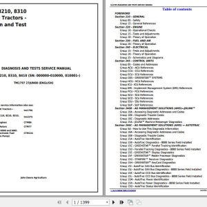 John Deere Tractors 8110 to 8410 Diagnosis And Tests Service Manual TM1797