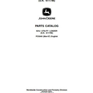 John Deere Utility Loader 624J Parts Catalog PC9340 1