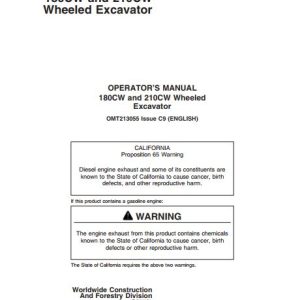 John Deere Wheeled Excavator 180CW 210CW Operators Manual OMT213055 1