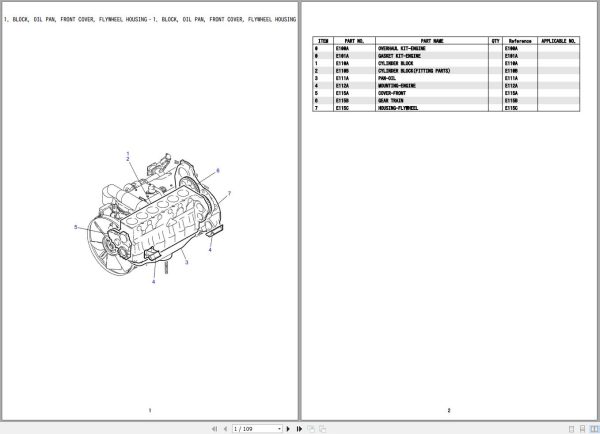Kobelco RK500 2 Nissan Engine 2A GE13C Parts List S4ET01603ZO
