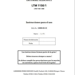 Liebherr Crane LTM 1150 1 Operating Manual 1