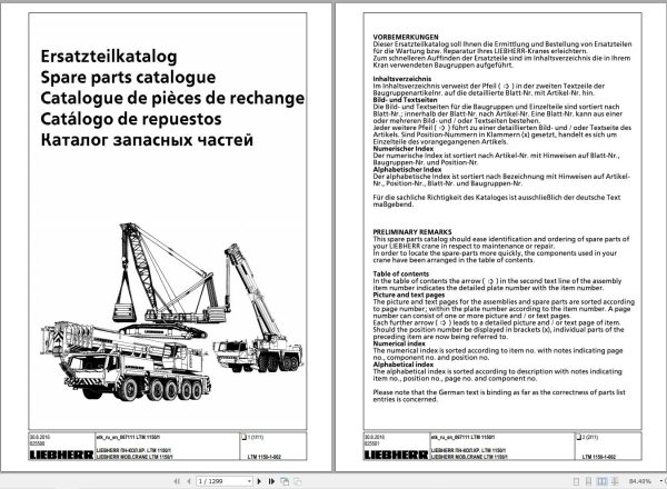 Liebherr Crane LTM 1150 1 Parts Catalog