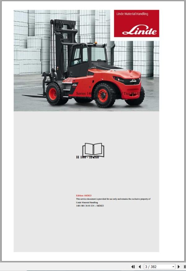 Linde Forklift H1401 Series H100D to H180D Electrical and Hydraulic Diagram