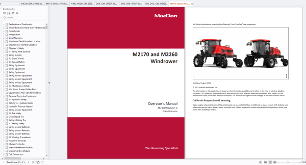 MACDON Agricultural 15.4GB PDF Operator Maintenance Trouble Shooting Parts Documents