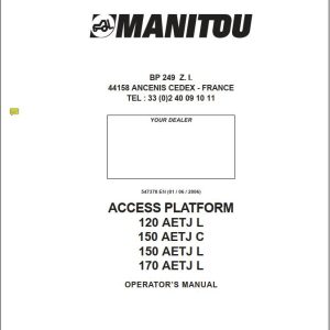 Manitou Access Platform 120AETJL to 170AETJL Operators Manual 547378