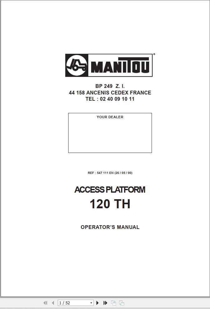 Manitou Access Platform 120TH Operators Manual 547111