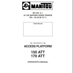 Manitou Access Platform 150ATT 170ATT Operators Manual 547314