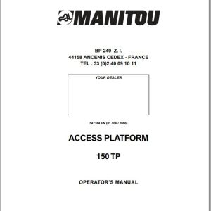 Manitou Access Platform 150TP Operators Manual 547384 EN