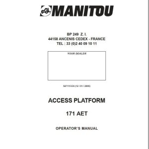 Manitou Access Platform 171AET Operators Manual 547115