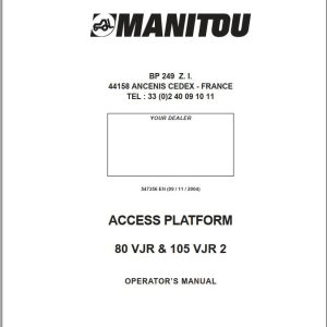 Manitou Access Platform 80VJR 105VJR2 Operators Manual 547356