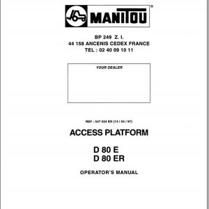 Manitou Access Platform D80E D80ER Operators Manual 547034