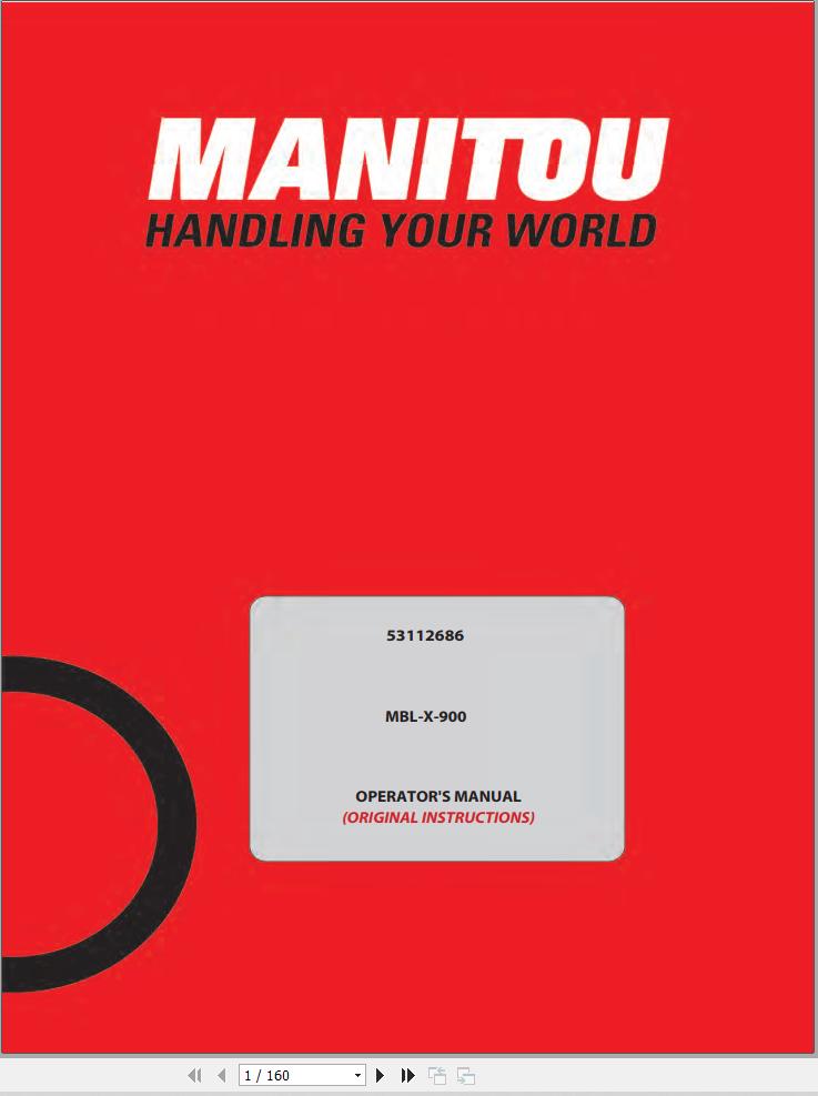 Manitou Backhoe Loader MBL X 900 Operators Manual 53112686B