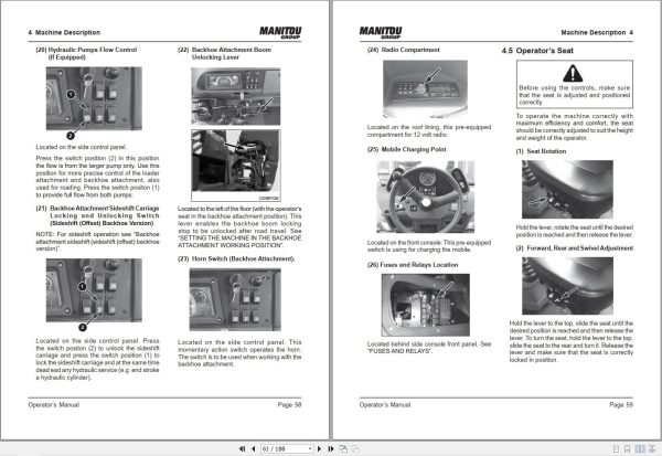 Manitou Backhoe Loader TLB844S to TLB740S Operator’s Manual 53101379 1