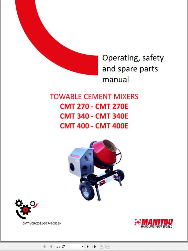 Manitou CMT270 to CMT400E Operating safety Parts Manual 52749081EN