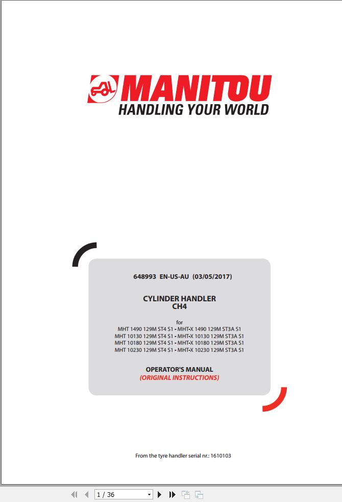 Manitou Cylinder Handler CH4 Operators Manual 648993 EN US AU