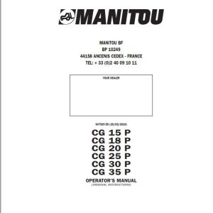 Manitou Forklift CG15P to CG35P Operators Manual 547929