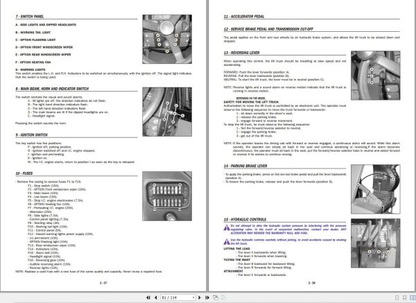 Manitou Forklift CG15P to CG35P Operators Manual 547929 1