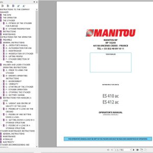 Manitou Forklift ES410ac ES412ac Operators Manual 647383