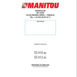 Manitou Forklift ES410ac ES412ac Operators Manual 647383 PL