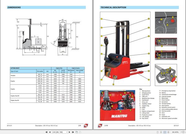 Manitou Forklift ES410ac ES412ac Operators Manual 647383 1