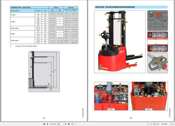 Manitou Forklift ES612acLI to ES616acLI Operators Manual 647153 DK 1