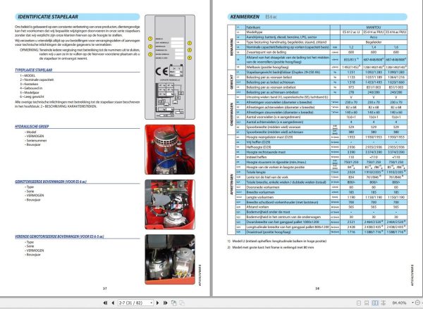 Manitou Forklift ES612acLI to ES616acLI Operators Manual 647153 NL 1