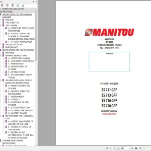 Manitou Forklift ES711GPF to ES720GPF Operators Manual 647110