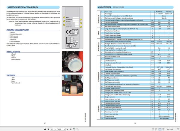 Manitou Forklift ES711GPF to ES720GPF Operators Manual 647110 DK 1