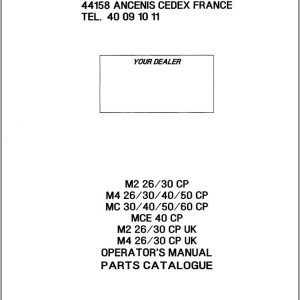 Manitou Forklift M226CP To M430CP UK Operator Parts Manual 47891 EN