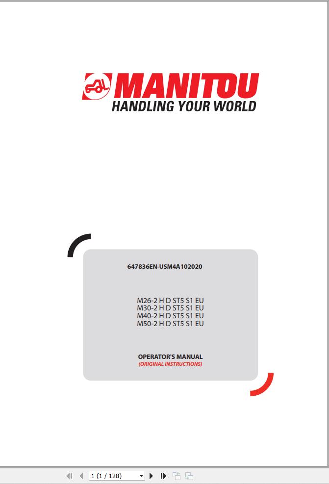 Manitou Forklift M26 2 to M50 2 HDS T5 S1 EU Operators Manual