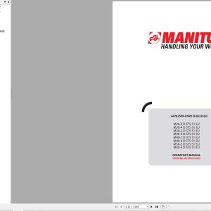 Manitou Forklift M26 2DST5S1EU To M50 4DST5S1EU Operators Manual