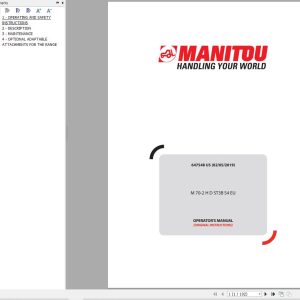 Manitou Forklift M70 2HDST3BS4EU Operators Manual