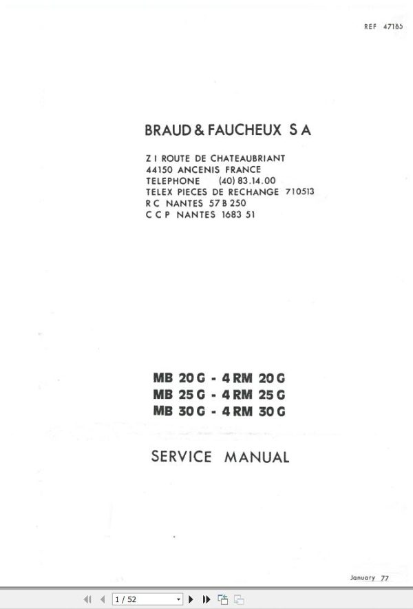 Manitou Forklift MB20G to 4RM30G Service Manual 47165 EN