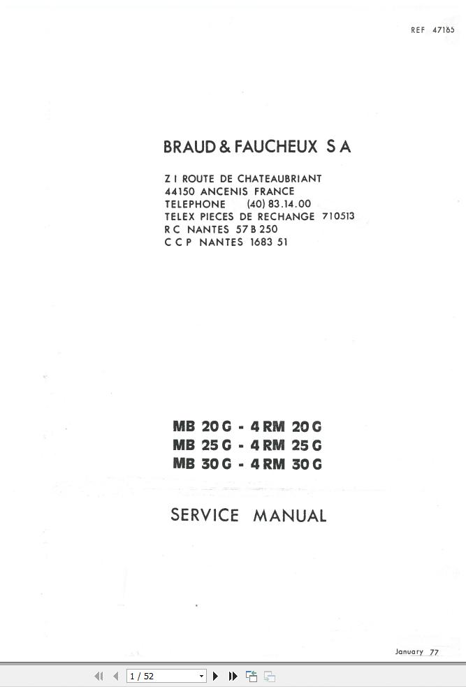 Manitou Forklift MB20G to 4RM30G Service Manual 47165 EN