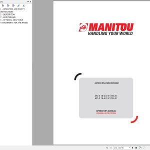 Manitou Forklift MC X18 2DKST3AS1 MC X18 4DKST3AS1 Operators Manual
