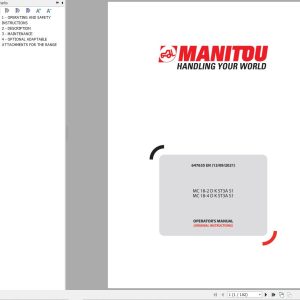 Manitou Forklift MC18 2DKST3AS1 MC18 4DKST3AS1 Operators Manual 647635 EN