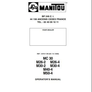 Manitou Forklift MC30 to MC50 4 Operators Manual 547511 EN