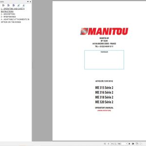 Manitou Forklift ME315 to ME320 Series 2 Operators Manual 647452 EN