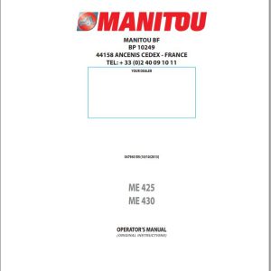Manitou Forklift ME425 ME430 Operators Manual 547943 EN