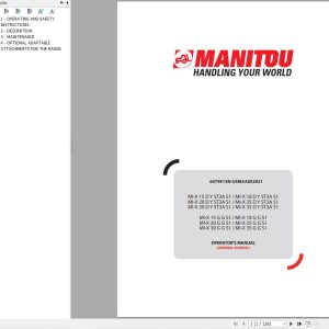 Manitou Forklift MI X15DYST3AS1 To MI X35GGS1 Operators Manual