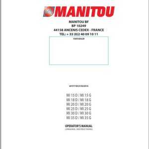 Manitou Forklift MI15D To MI35G Operators Manual 647377 EN