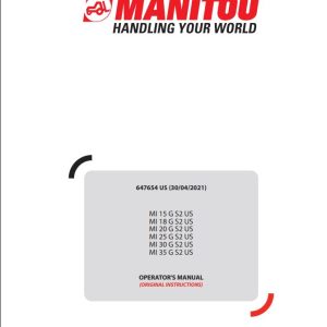 Manitou Forklift MI15GS2US To MI35GS2US Operators Manual 647654 US