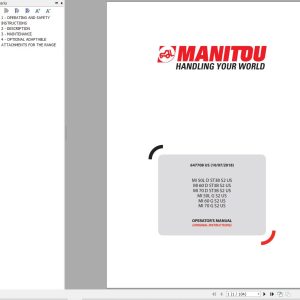 Manitou Forklift MI50LDST3BS2US To MI70GS2US Operators Manual 647708 US