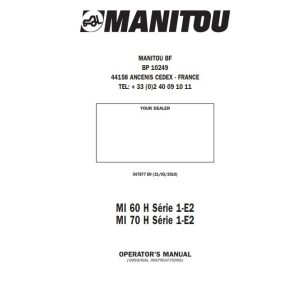 Manitou Forklift MI60H Series 1 E2 MI70H Series 1 E2 Operators Manual 547877 EN