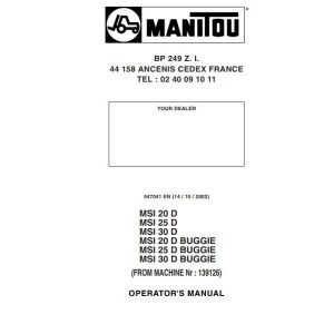Manitou Forklift MSI20D to MSI30D BUGGIE Operator Manual