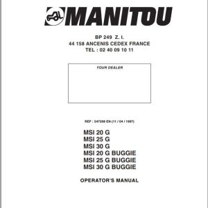 Manitou Forklift MSI20G to MSI30G BUGGIE Operators Manual 547308 EN